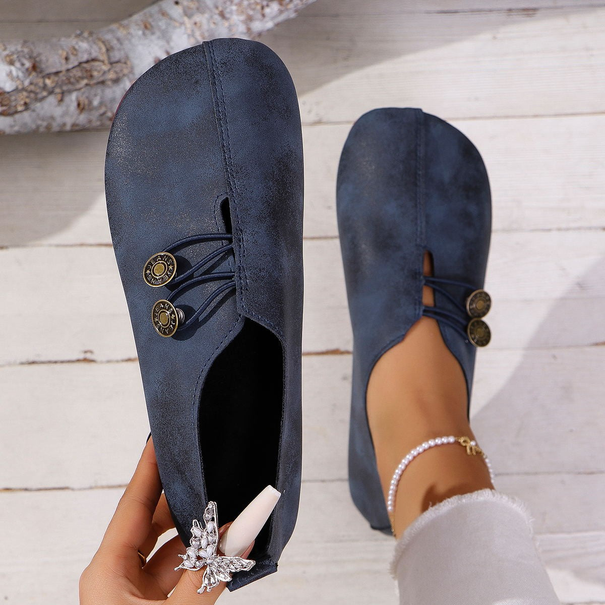 Women's Square-Toe Slip-On Flats — Casual Everyday Shoes
