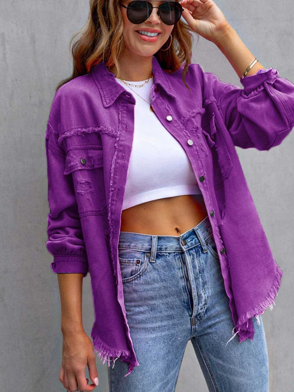 Distressed Fringe Denim Jacket