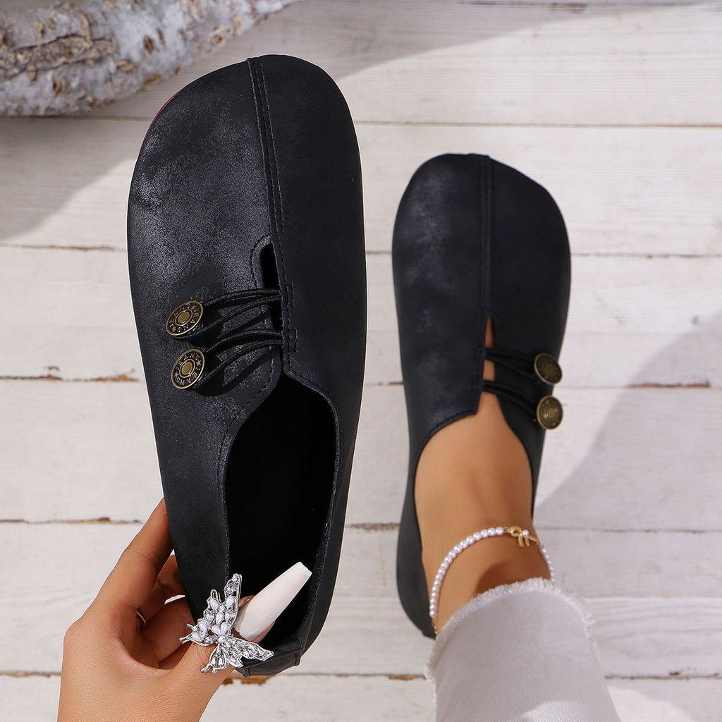 Women's Square-Toe Slip-On Flats — Casual Everyday Shoes