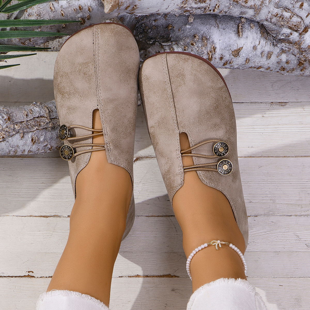 Women's Square-Toe Slip-On Flats — Casual Everyday Shoes