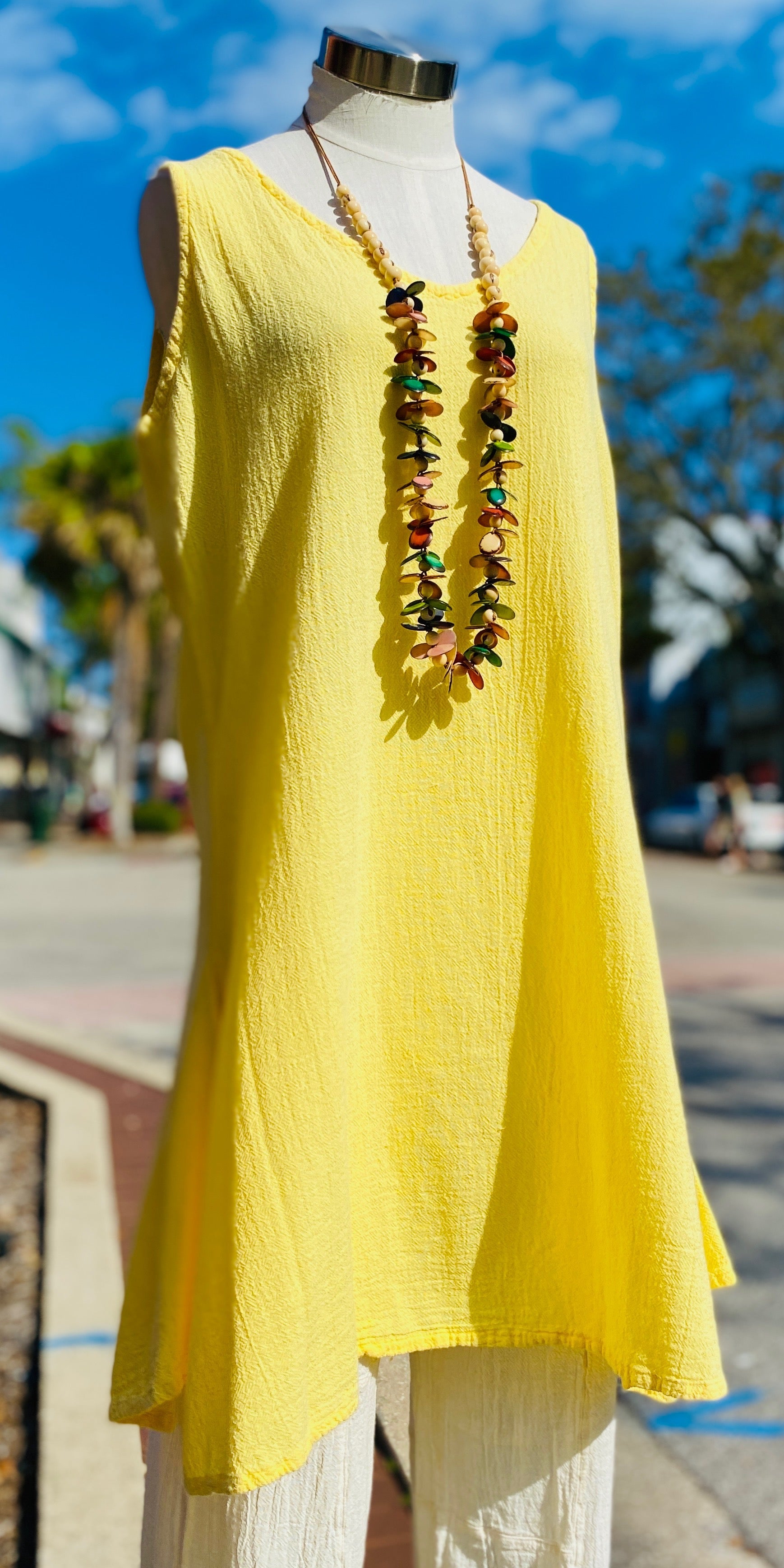 Peyton Cotton Gauze Dress — Sleeveless V-Neck Boho Mini