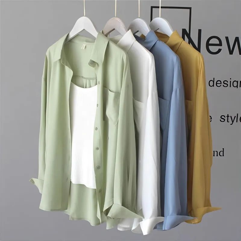 Women's Oversized Cotton Blouse — Casual Loose Fit Long Shirt