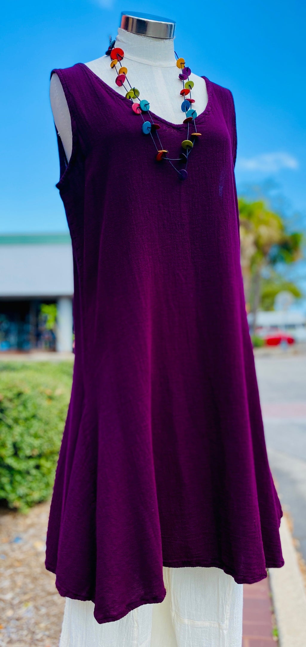 Peyton Cotton Gauze Dress — Sleeveless V-Neck Boho Mini