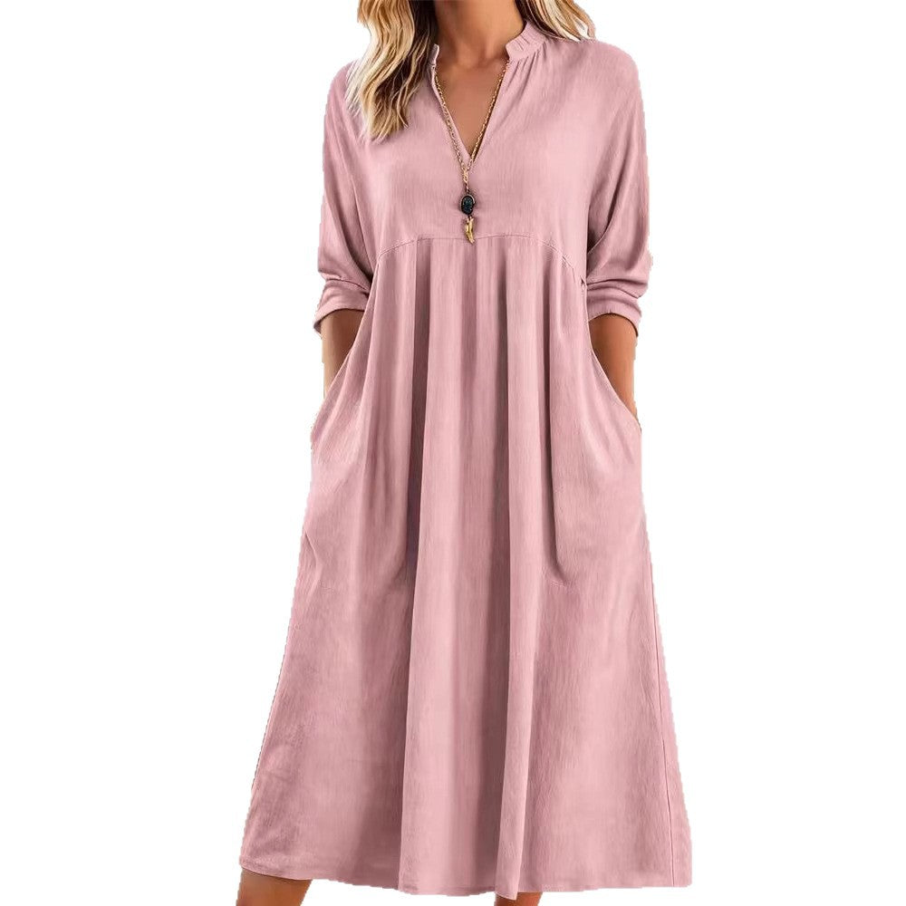 Vintage Cotton-Linen Dress With Pockets