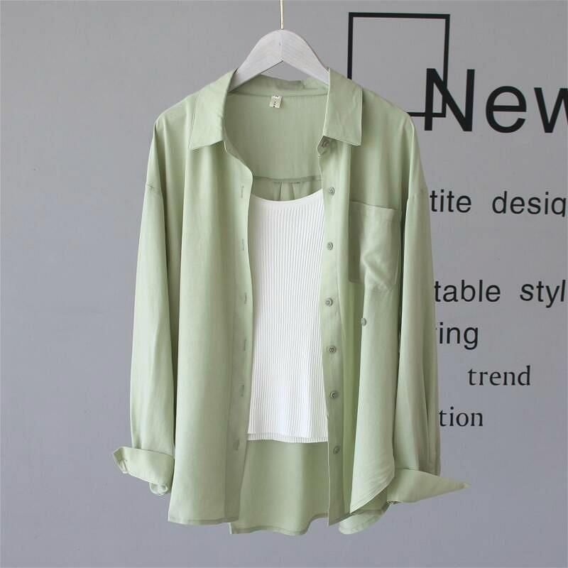 Women's Oversized Cotton Blouse — Casual Loose Fit Long Shirt