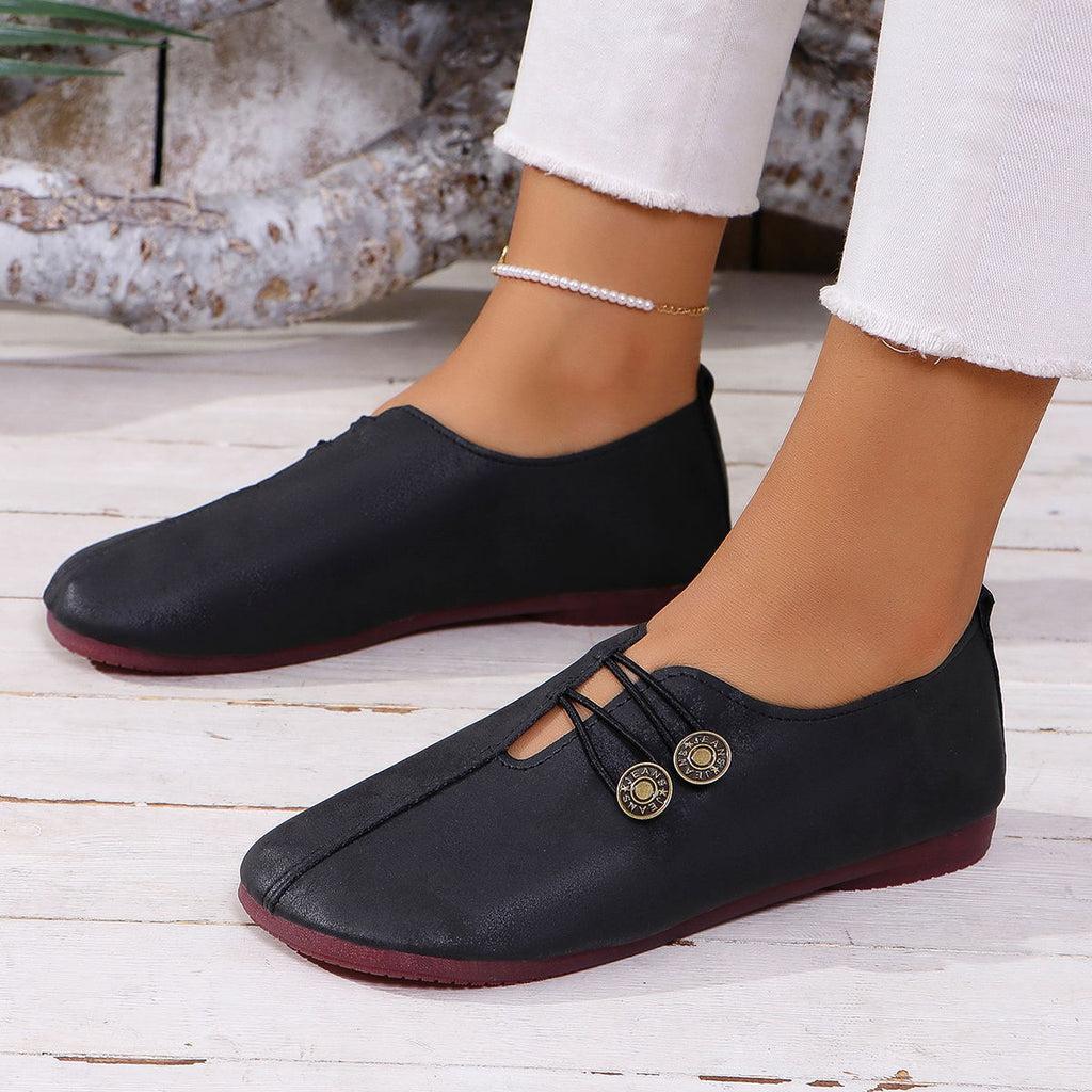 Women's Square-Toe Slip-On Flats — Casual Everyday Shoes
