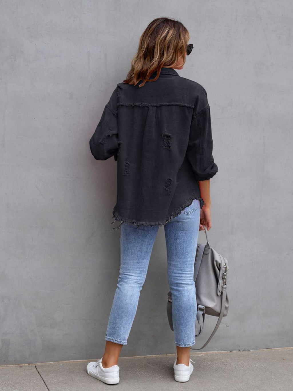 Distressed Fringe Denim Jacket