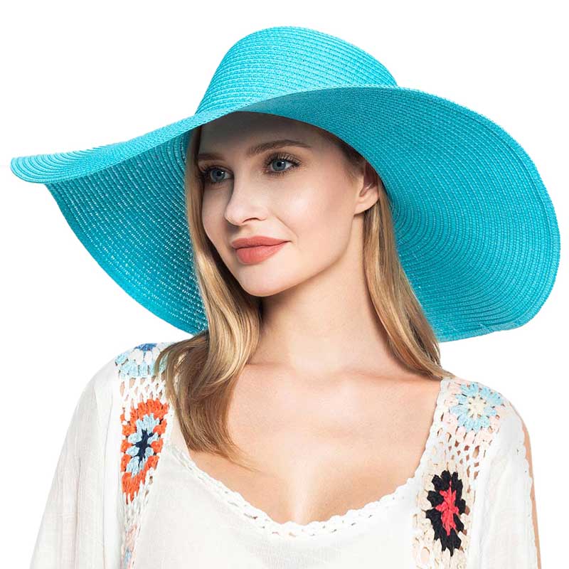 Floppy Wide Brim Straw Sun Hat — Packable UV Protection