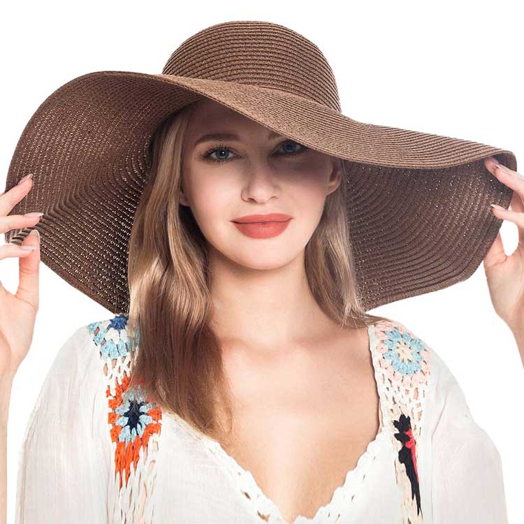 Floppy Wide Brim Straw Sun Hat — Packable UV Protection