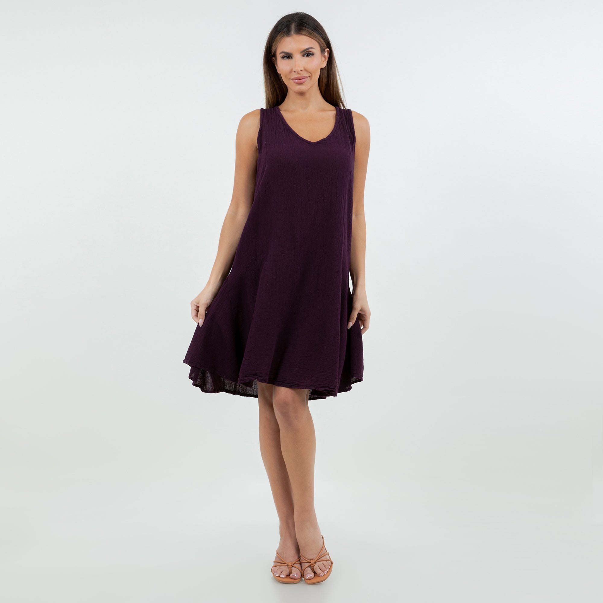 Peyton Cotton Gauze Dress — Sleeveless V-Neck Boho Mini