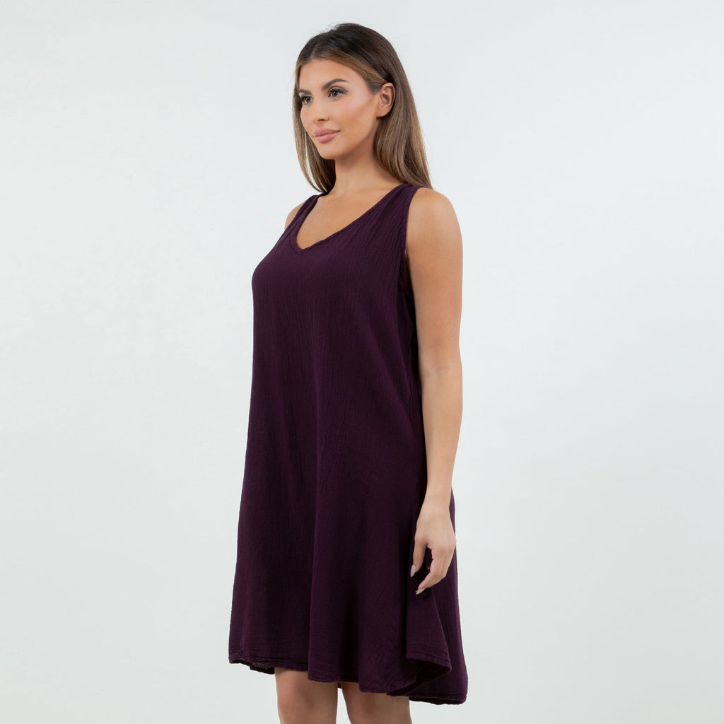 Peyton Cotton Gauze Dress — Sleeveless V-Neck Boho Mini