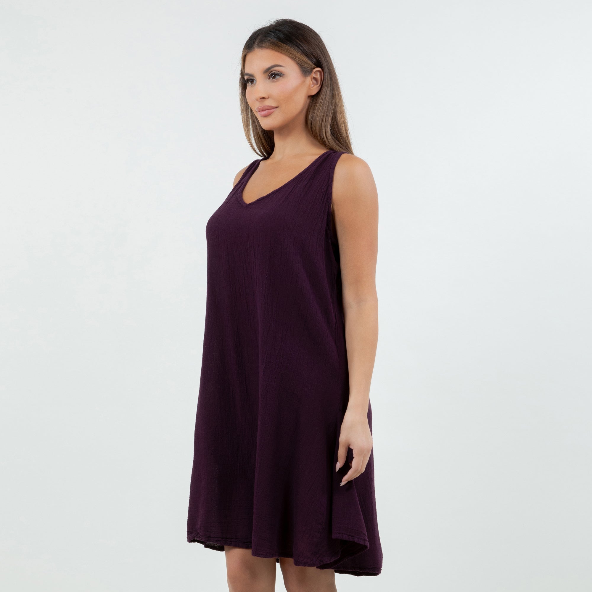 Peyton Cotton Gauze Dress — Sleeveless V-Neck Boho Mini