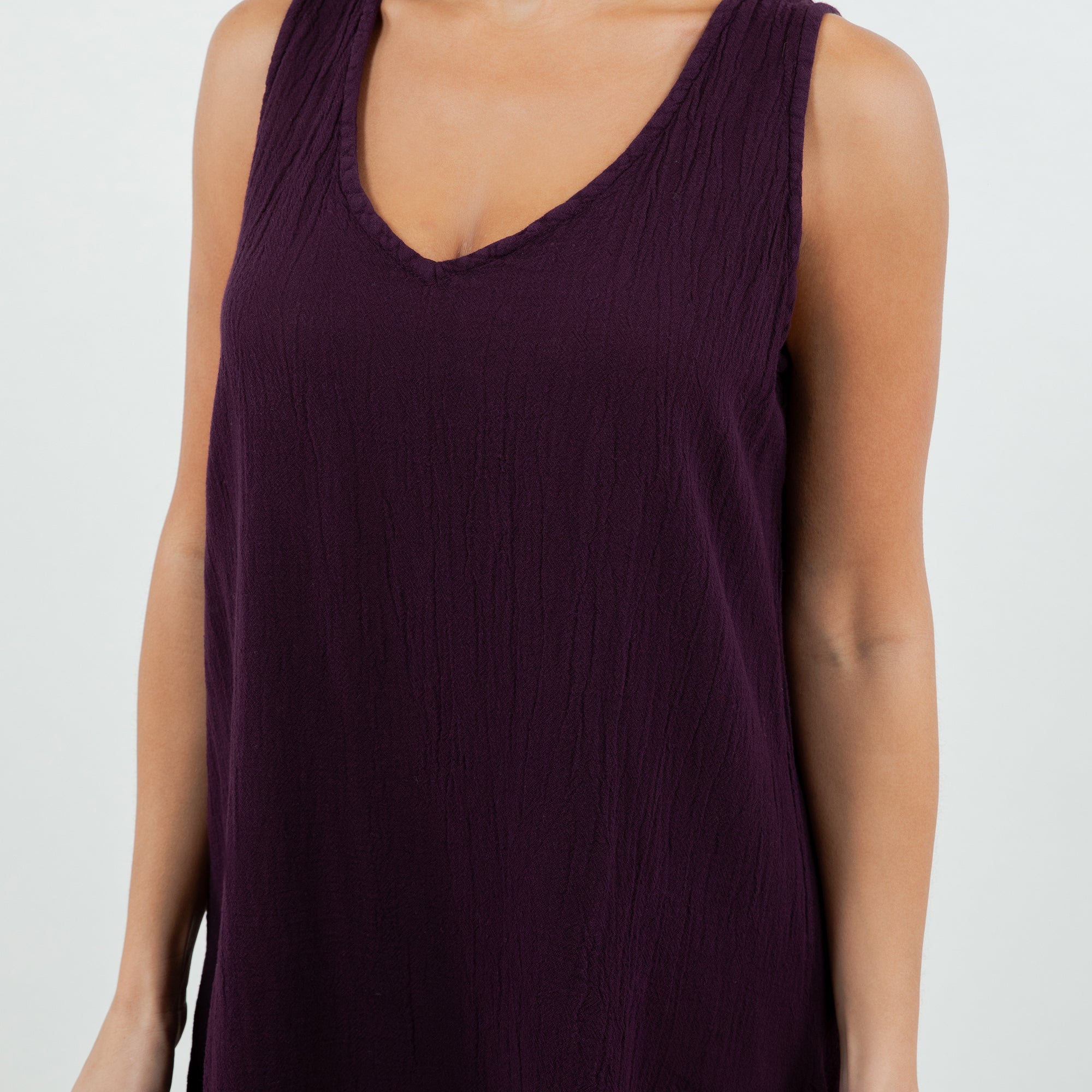Peyton Cotton Gauze Dress — Sleeveless V-Neck Boho Mini