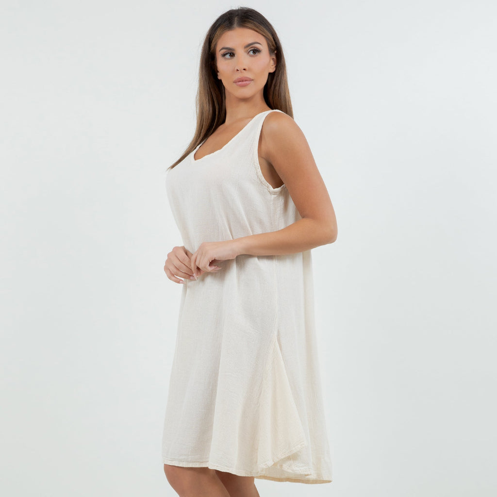 Peyton Cotton Gauze Dress — Sleeveless V-Neck Boho Mini