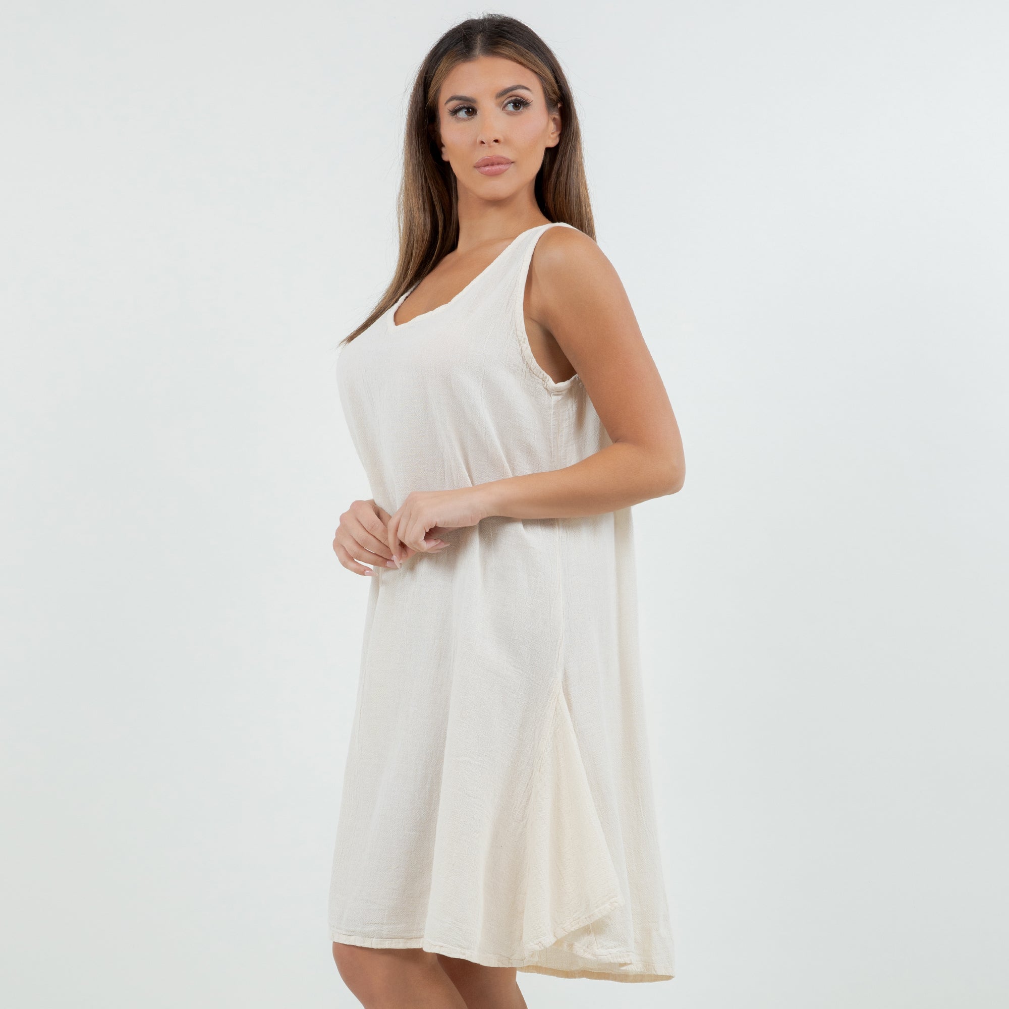 Peyton Cotton Gauze Dress — Sleeveless V-Neck Boho Mini