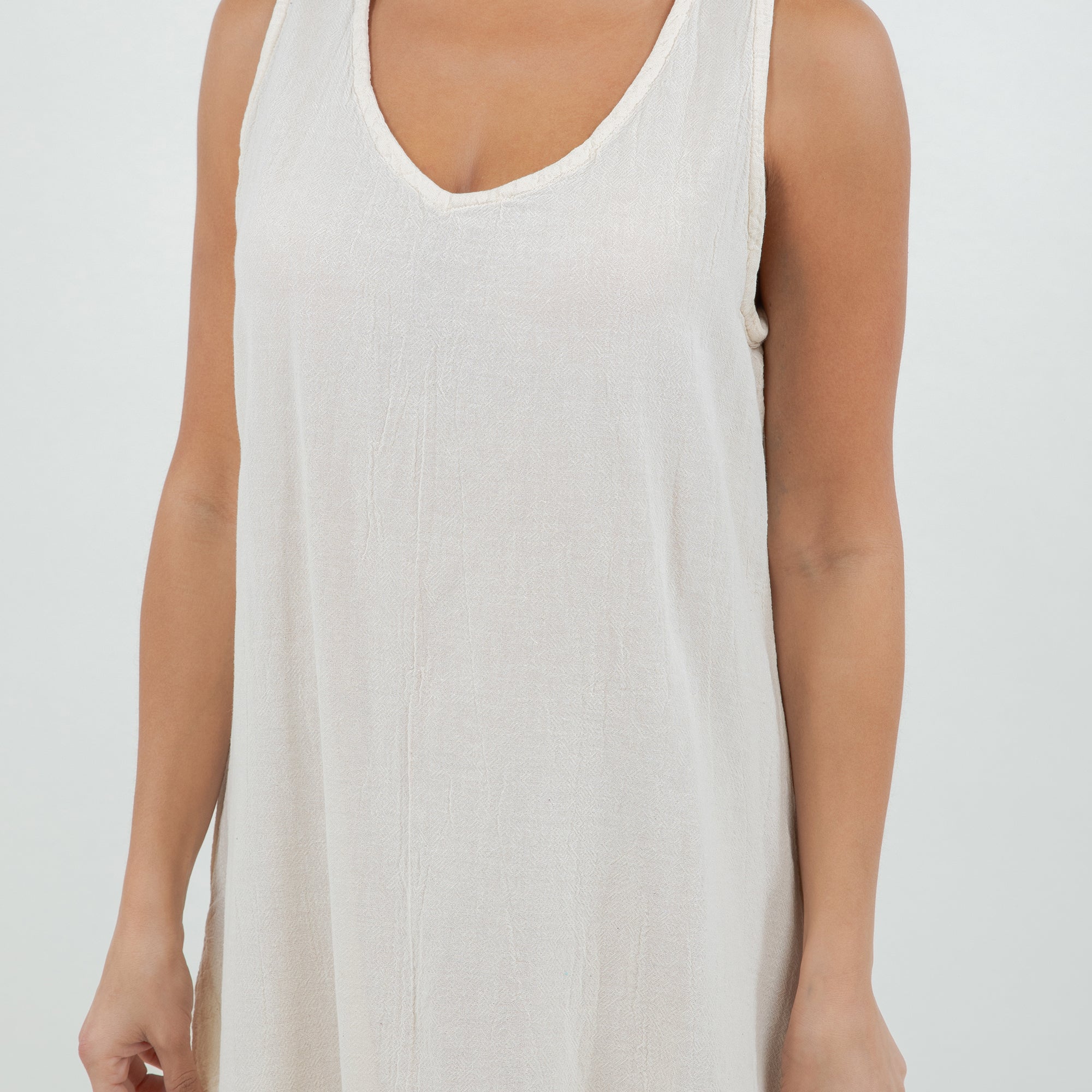 Peyton Cotton Gauze Dress — Sleeveless V-Neck Boho Mini