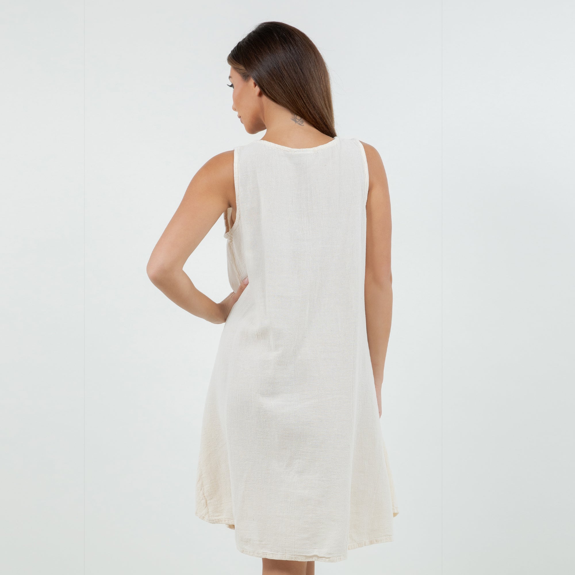 Peyton Cotton Gauze Dress — Sleeveless V-Neck Boho Mini
