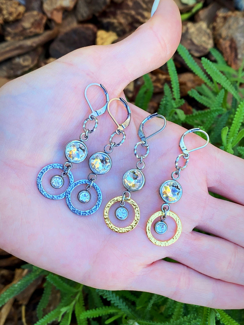 Venus Sunlight Earrings — Handcrafted Rhinestone Drop Earrings