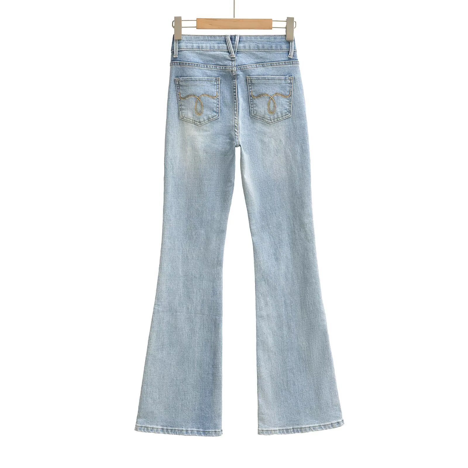 Women's High Waist Bootcut Jeans — Light Blue Slim Fit