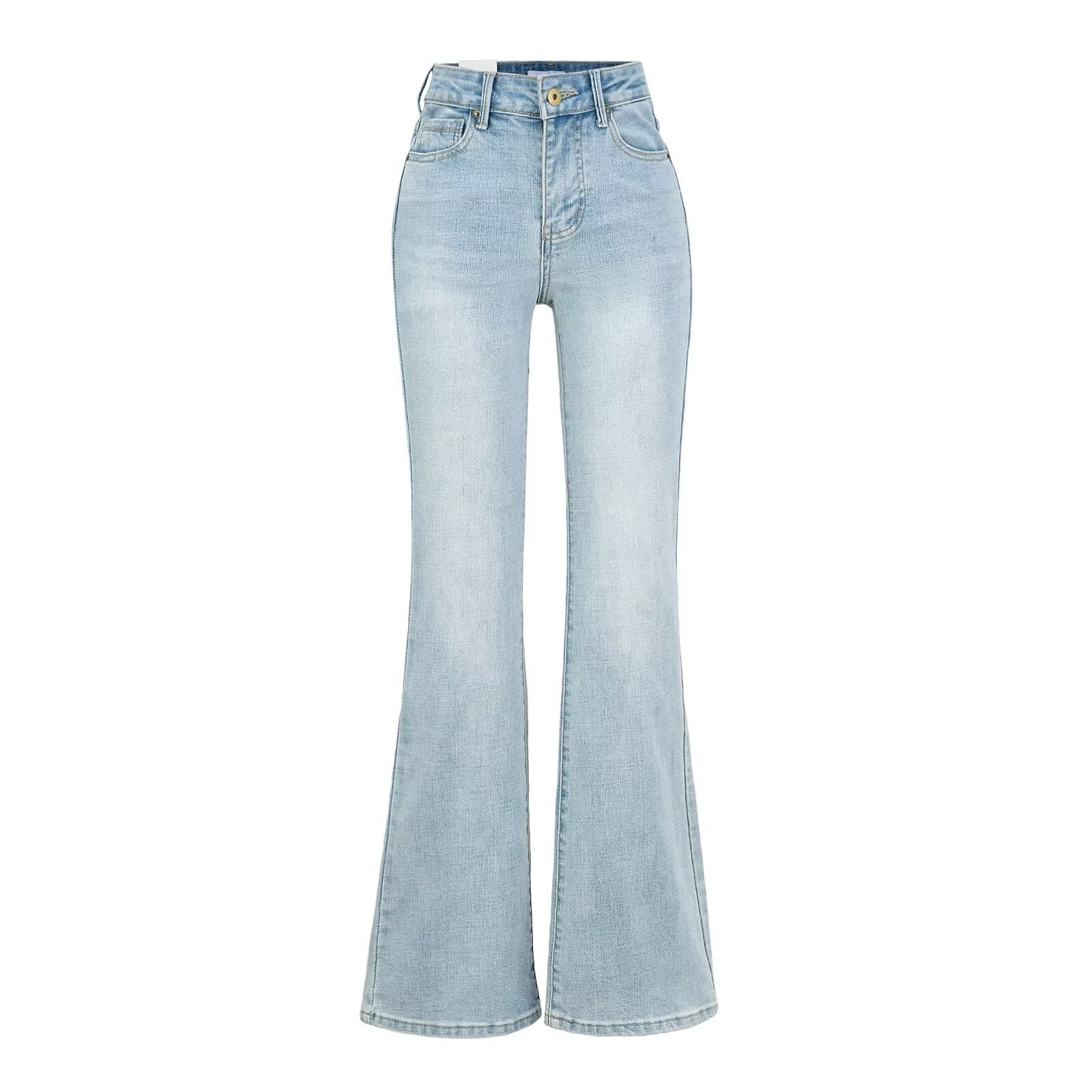 Women's High Waist Bootcut Jeans — Light Blue Slim Fit