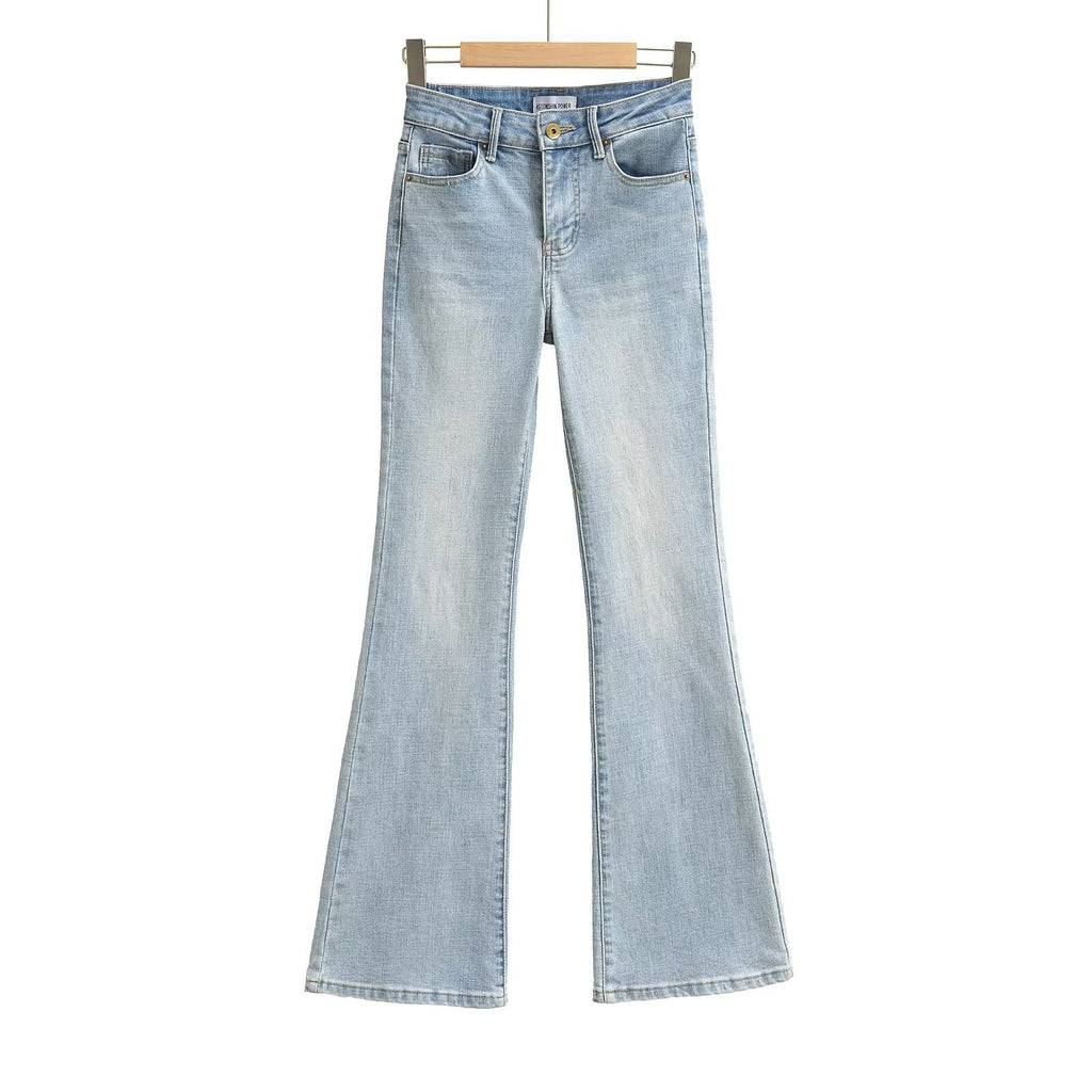 Women's High Waist Bootcut Jeans — Light Blue Slim Fit