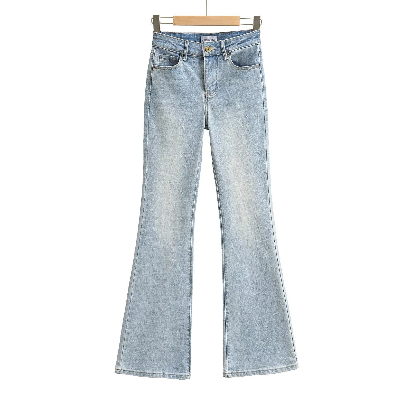 Women's High Waist Bootcut Jeans — Light Blue Slim Fit