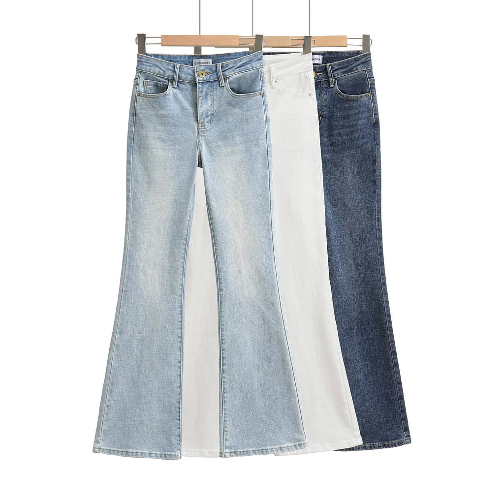 Women's High Waist Bootcut Jeans — Light Blue Slim Fit