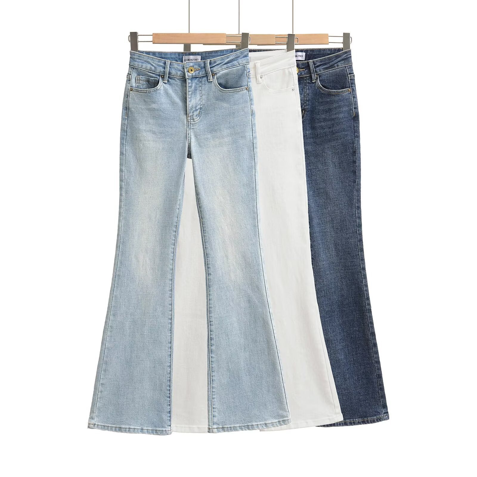 Women's High Waist Bootcut Jeans — Light Blue Slim Fit