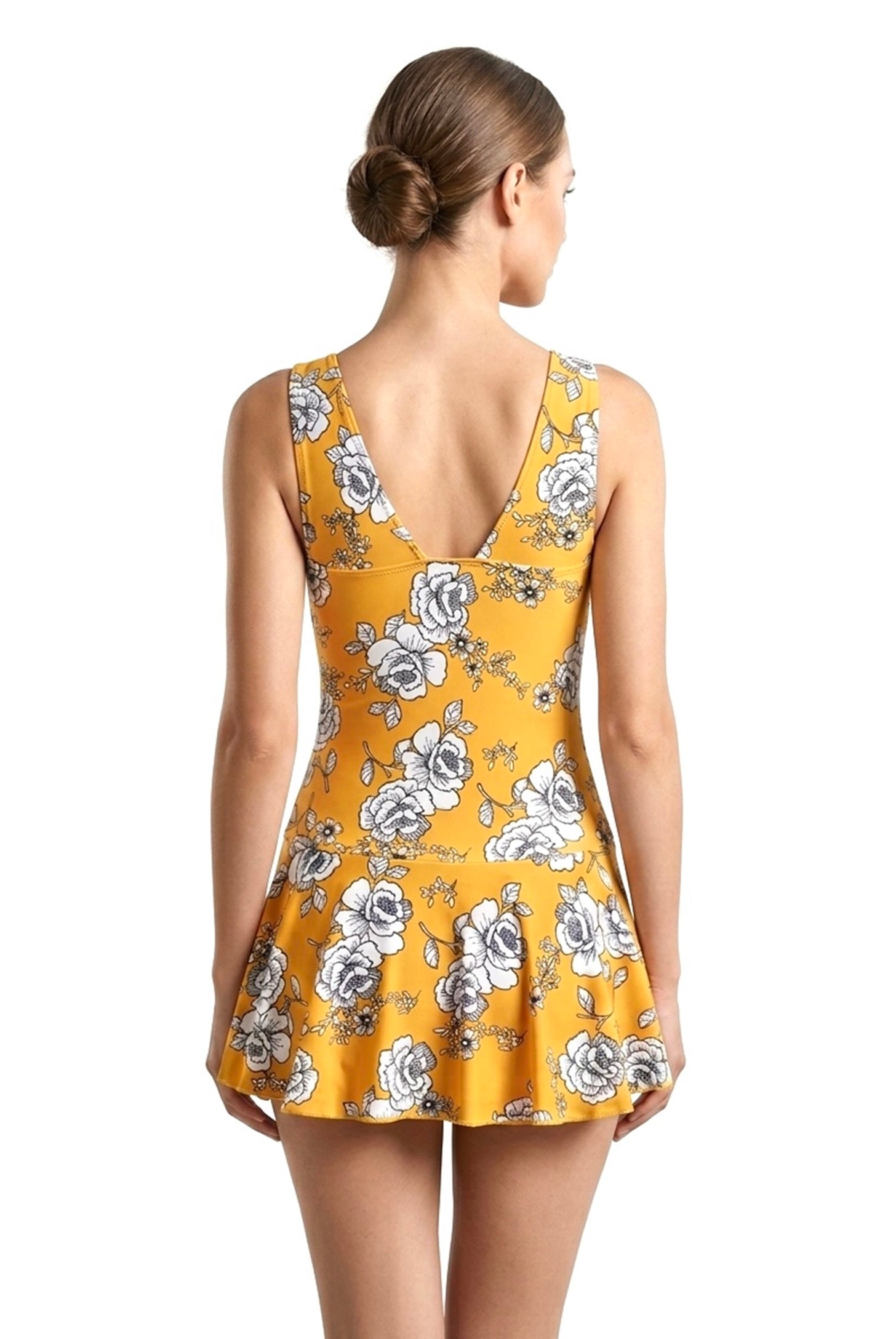 Plus Size Floral One-Piece Swimsuit with Skirt — Tummy Control