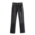 Women's Y2K High Waist Straight Leg Jeans — Vintage Wash Denim