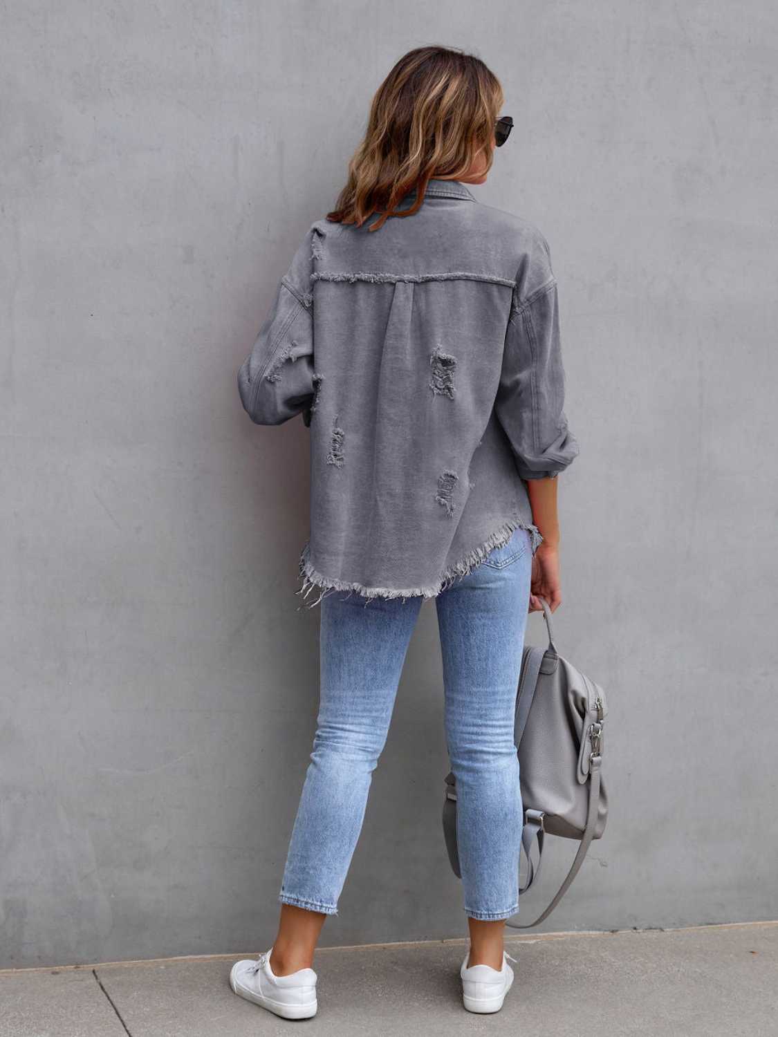 Distressed Fringe Denim Jacket